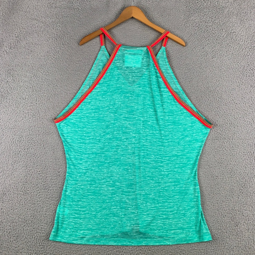 Pitusa V-Back Tank Top Womens Standard Green Space Dye Embroidered Trim Casual - Picture 4 of 9
